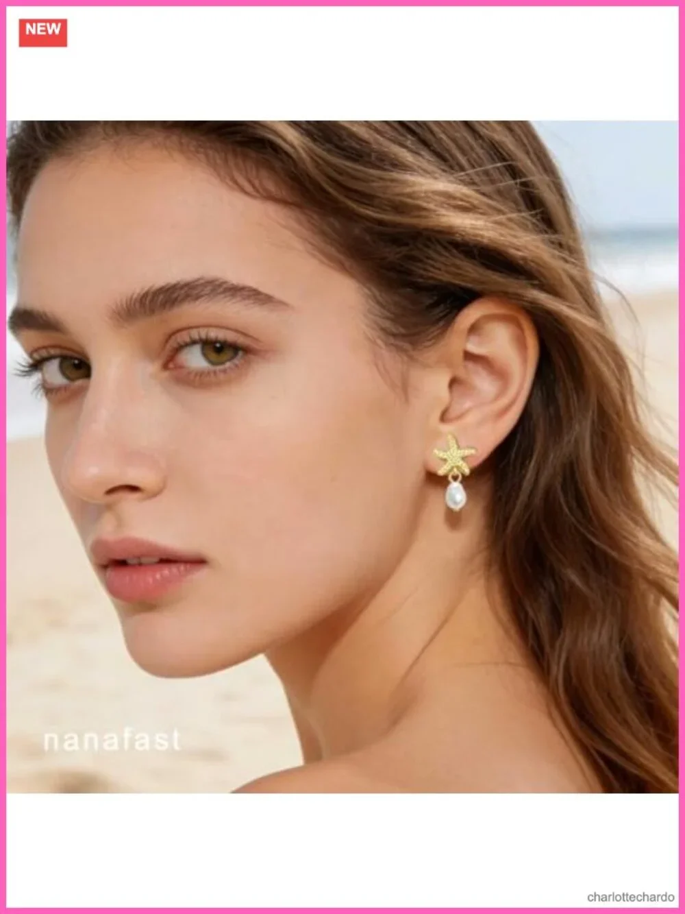Starfish Pearl Drop Dangle Earrings Women Tropical Beach Summer Jewelry